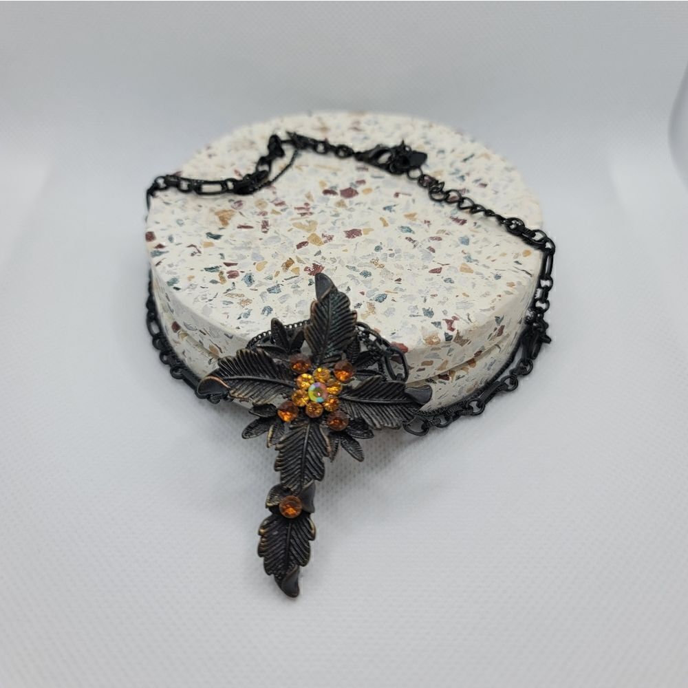 YOU & I Vintage Floral Cross Necklace